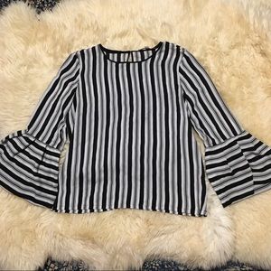 Loft white with black stripes top